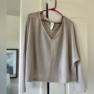H&M Light Taupe V-Neck Knit Top